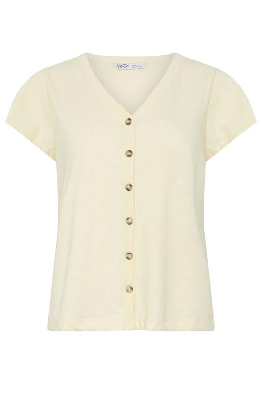 M&Co Petite Lemon Yellow Cotton Frill Sleeve Blouse | M&Co 5