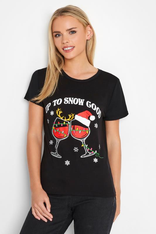 Petite  PixieGirl Black 'Up To Snow Good' Christmas T-Shirt
