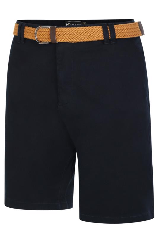 KAM Big & Tall Navy Blue Belted Oxford Shorts | BadRhino  2