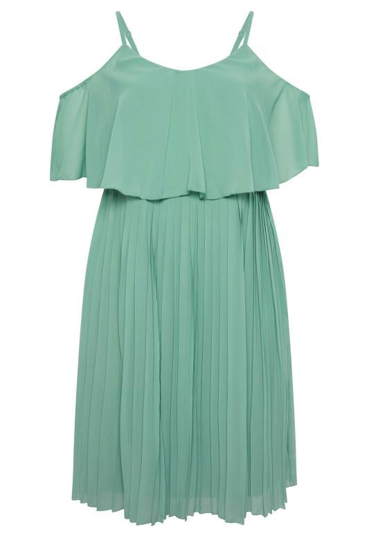 YOURS LONDON Plus Size Green Pleated Overlay Midi Dress | Yours Clothing 6