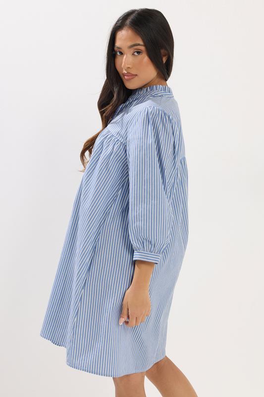 PixieGirl Petite Women's Blue Stripe Smock Cotton Dress | PixieGirl 4