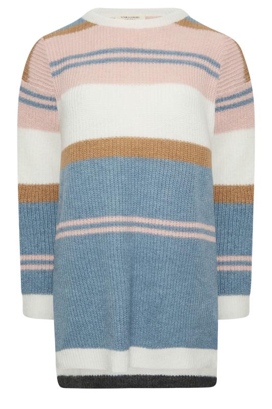YOURS LUXURY Plus Size Blue & Pink Stripe Longline Jumper | Yours Clothing 7