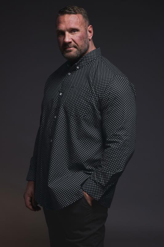 BadRhino Big & Tall Black Geometric Print Party Shirt | BadRhino 2