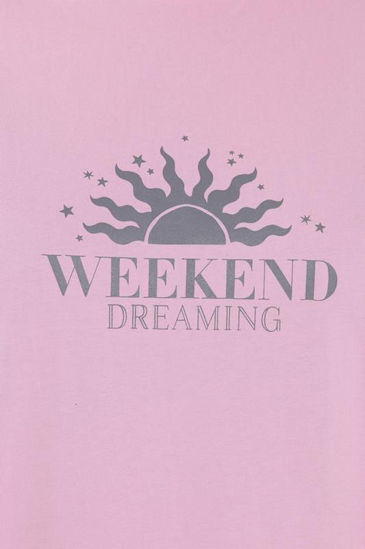 YOURS Plus Size Pink & Grey 'Weekend Dreaming' Pyjama Set | Yours Clothing 4