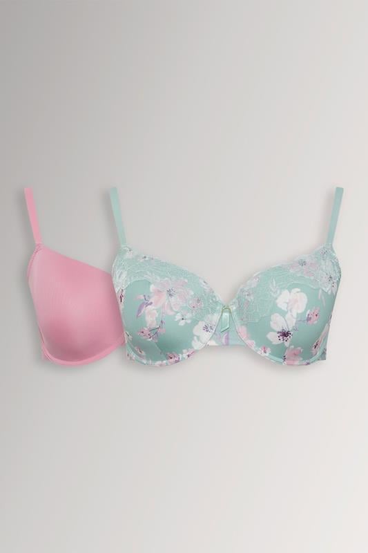 YOURSET 2 PACK Curve Green Floral Print T-Shirt Bras