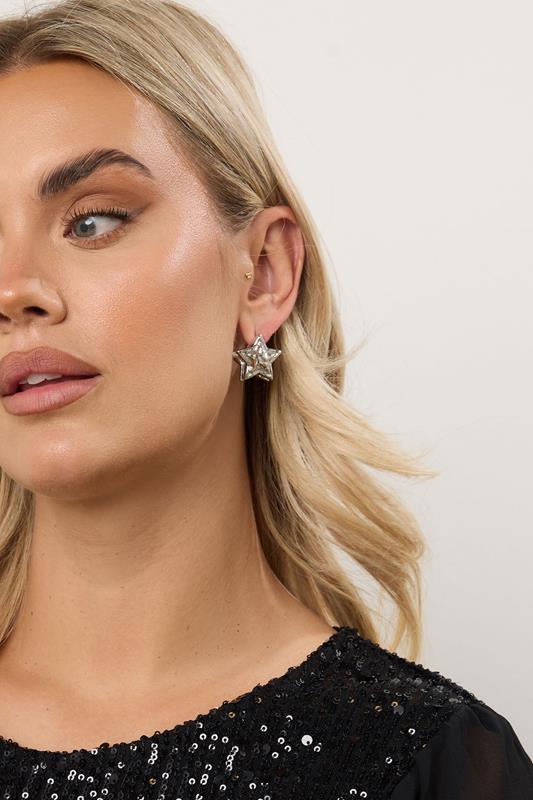 YOURSET 3 PACK Silver Tone Stud Stud Earrings | Yours Clothing  2