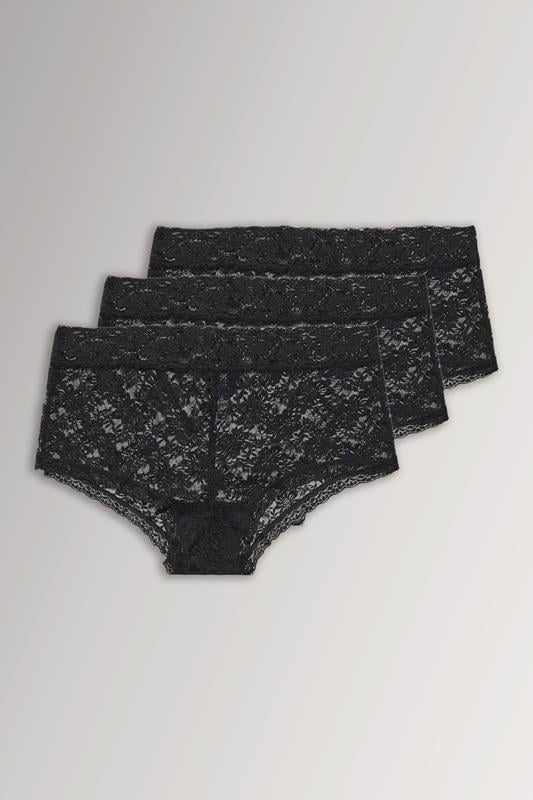 YOURSET 3 PACK Curve Black Lace Mid Rise Shorts