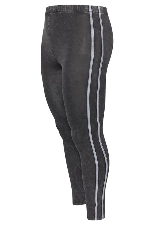 YOURS ACTIVE Plus Size Grey Acid Wash Side Stripe Leggings | Yours Clothing 6