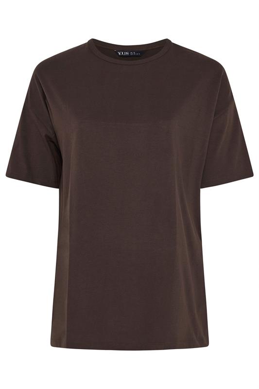 YOURS Plus Size Chocolate Brown Longline T-Shirt | Yours Clothing 5