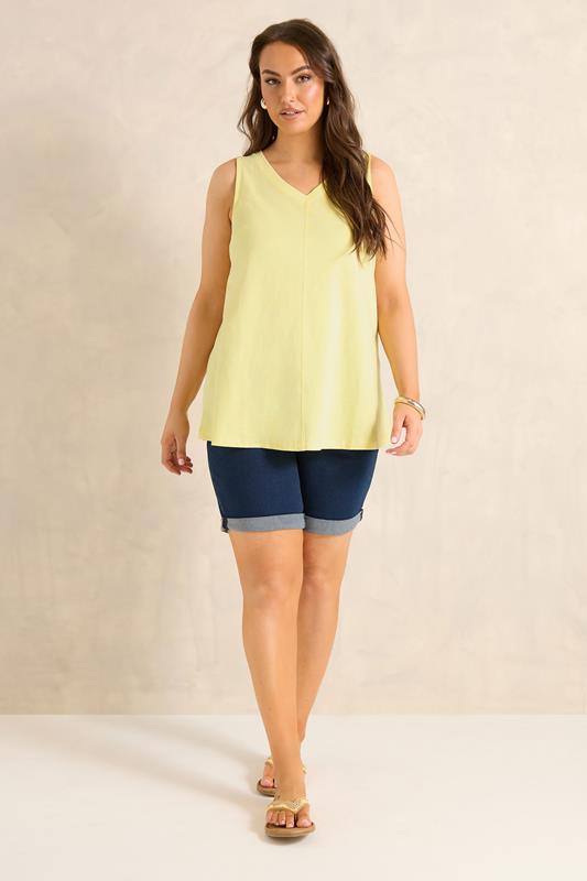 EVANS Plus Size Yellow Premium Cotton Vest Top | Evans 1