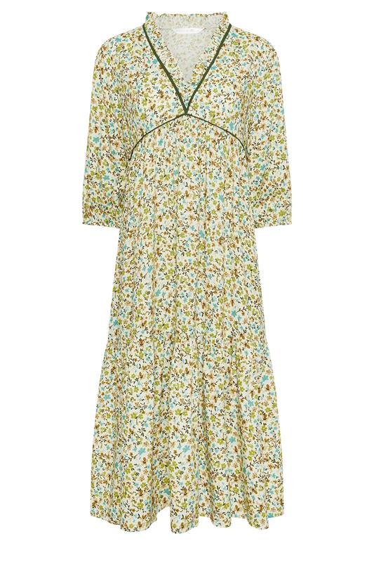 PixieGirl Petite Women's Green Floral Frill Midaxi Dress | PixieGirl 5