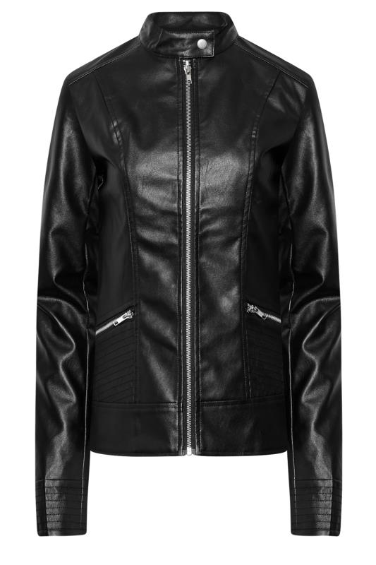 LTS Tall Black Women's Collarless Faux Leather Jacket | Long Tall Sally 7