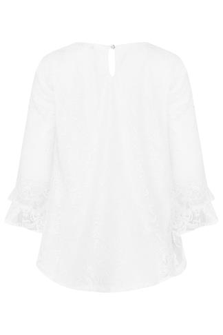 M&Co White Floral Lace Long Sleeve Blouse | M&Co