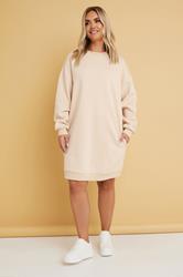 YOURS Plus Size Natural Brown Sweatshirt Dress | Yours Clothing 1