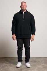 Jack & Jones Big & Tall Black JJ Studio Quarter Zip Fleece | BadRhino 1