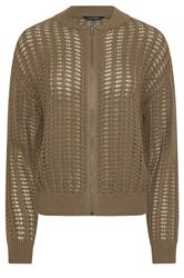 PixieGirl Petite Chocolate Brown Crochet Bomber Cardigan