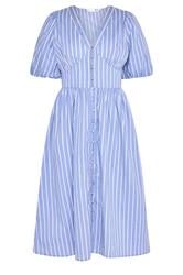 PixieGirl Petite Women's Blue Stripe Button Midi Dress | PixieGirl  5