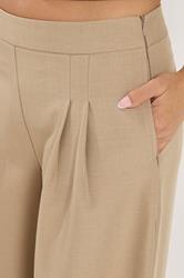 PixieGirl Petite Women's Natural Brown Pleat Front Palazzo Trousers | PixieGirl 5