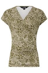 LTS Tall Green Floral Grown-On Sleeve Wrap Top | Long Tall Sally 5