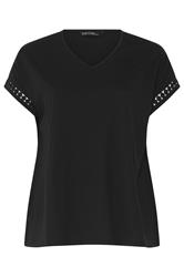 EVANS Curve Black Crochet Trim T-Shirt