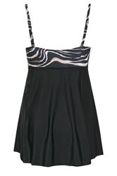 YOURS Plus Size Black Zebra Print Tummy Control Swim Dress | Yours Clothing 10