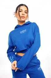 PixieGirl Petite Womens Cobalt Blue 'Los Angeles' Slogan Cotton Cropped Hoodie | PixieGirl  3