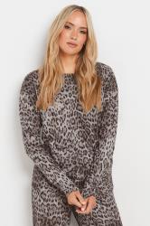 LTS Tall Grey Marl Animal Print Scoop Neck Top | Long Tall Sally 3