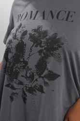 YOURS Plus Size Grey Floral 'Romance' Embellished Slogan T-Shirt | Yours Clothing 5