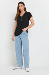 LTS Tall 2 PACK Black & White Cotton Henley Tops | Long Tall Sally 4