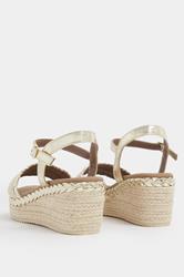 Gold Plaited Wedge Sandals In Wide E Fit | Yours Clothing 4