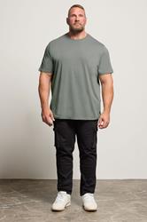 JACK & JONES Big & Tall Sage Grey Jenoa Crew T-Shirt | BadRhino 1