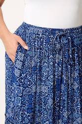 YOURS Plus Size Navy Blue Paisley Tiered Skirt | Yours Clothing 4