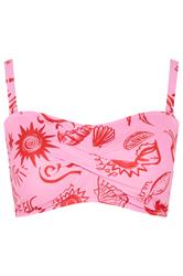 YOURS Plus Size Pink Shell Print Bandeau Bikini Top | Yours Clothing 6