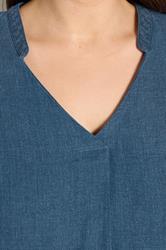 EVANS Plus Size Blue Premium Linen Shift Denim Dress | Evans 6