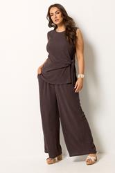 YOURS Plus Size Chocolate Brown Side Knot Vest Top | Yours Clothing 1