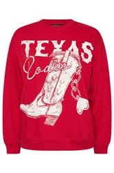 LIMITED COLLECTION Curve Red 'Texas Rodeo' Graphic Boot Sweatshirt