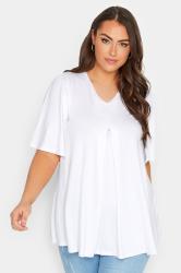 YOURS Plus Size White Pleat Front Swing Top | Yours Clothing 3
