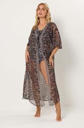 YOURS Plus Size Black Animal Chiffon Kimono | Yours Clothing 1