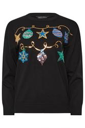 M&Co Black Sequin Embellished Baubles Christmas Jumper | M&Co 6