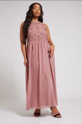 YOURS LONDON Plus Size Pink Lace Detail Chiffon Maxi Dress | Yours Clothing 1