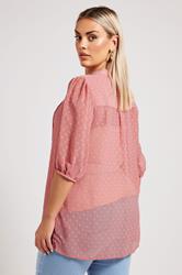 YOURS LONDON Plus Size Pink Dobby Crochet Trim Blouse | Yours Clothing 4