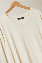 EVANS Plus Size Cream Premium Ribbed Modal Blend Swing Top | Evans 6