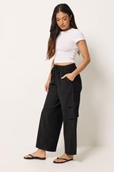 PixieGirl Petite Women's Black Cargo Wide Leg Trousers | PixieGirl 3