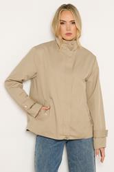 LTS Tall Women's Natural Brown Funnel Neck Jacket | Long Tall Sally 3