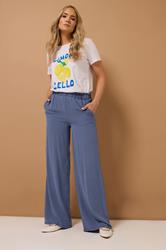 LTS Tall Blue Acid Wash Wide Leg Trousers | Long Tall Sally 2