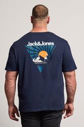 JACK & JONES Big & Tall Navy Blue Crew Neck Graphic T-Shirt | BadRhino 2