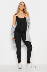 LTS Tall Women's Maternity Black Sleeveless Unitard Jumpsuit | Long Tall Sally 1