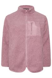 YOURS Curve Pink Pocket Teddy Fleece Jacket