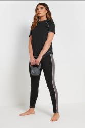LTS Tall Black Active Curved Hemline Stitched T-Shirt | Long Tall Sally 2