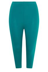 YOURS Curve Teal Blue Elasticated Waist Cropped Leggings